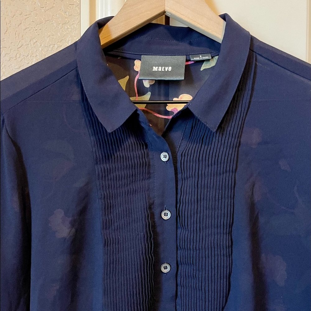 SOLD 🚫 Anthropologie Maeve Sheer Long Sleeves Blouse - Picture 2 of 10